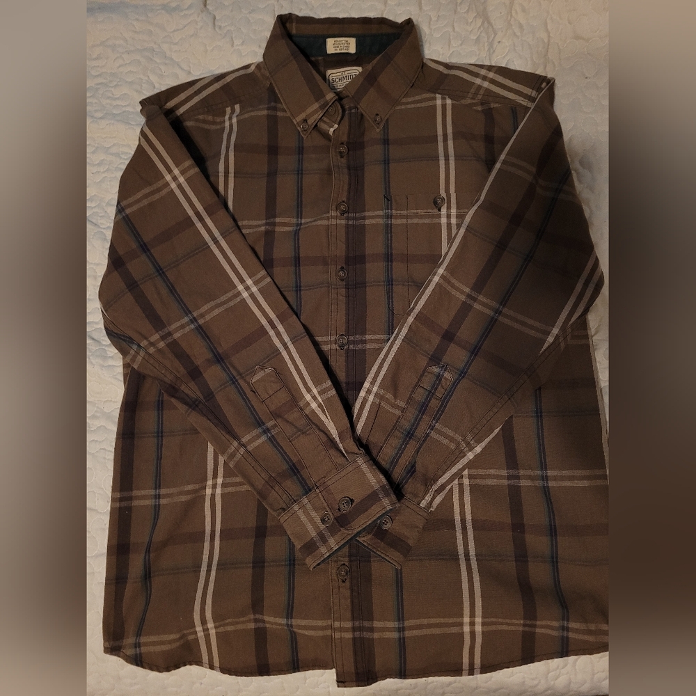 Classic Brown Plaid Button-Down Shirt